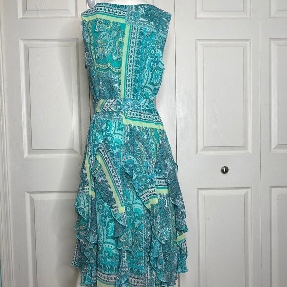 ROBBIE BEE Paisley Chiffon Ruffle Midi Dress Size 12 - Picture 5 of 13